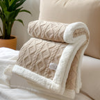 double-sided sherpa throw blanket in beige