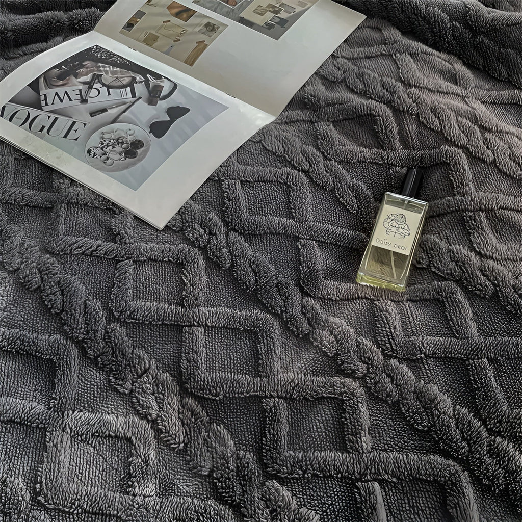 double-sided sherpa throw blanket in gray