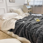 double-sided sherpa throw blanket in gray