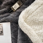 double-sided sherpa throw blanket in gray