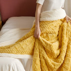 double-sided sherpa throw blanket in yellow