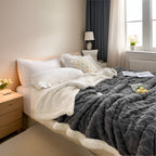 double-sided sherpa throw blanket in gray