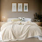 double-sided sherpa throw blanket in cream