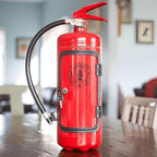 fire extinguisher minibar with shot glass holders in red
