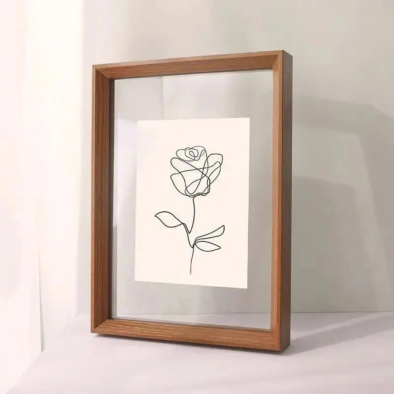 floating photo frame for prints and posters in walnut