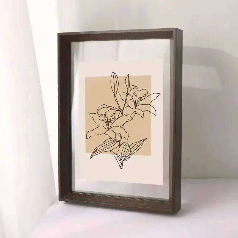 floating photo frame for prints and posters in black walnut