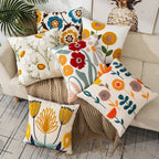 floral embroidered pillow cover