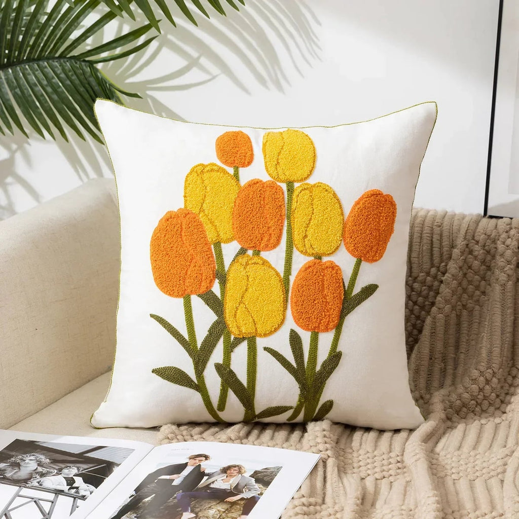 floral embroidered pillow cover in 14