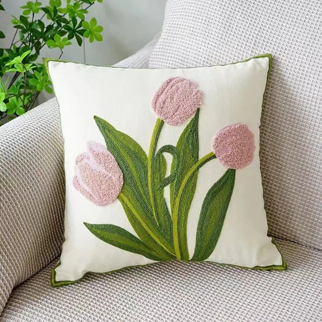 floral embroidered pillow cover in 16