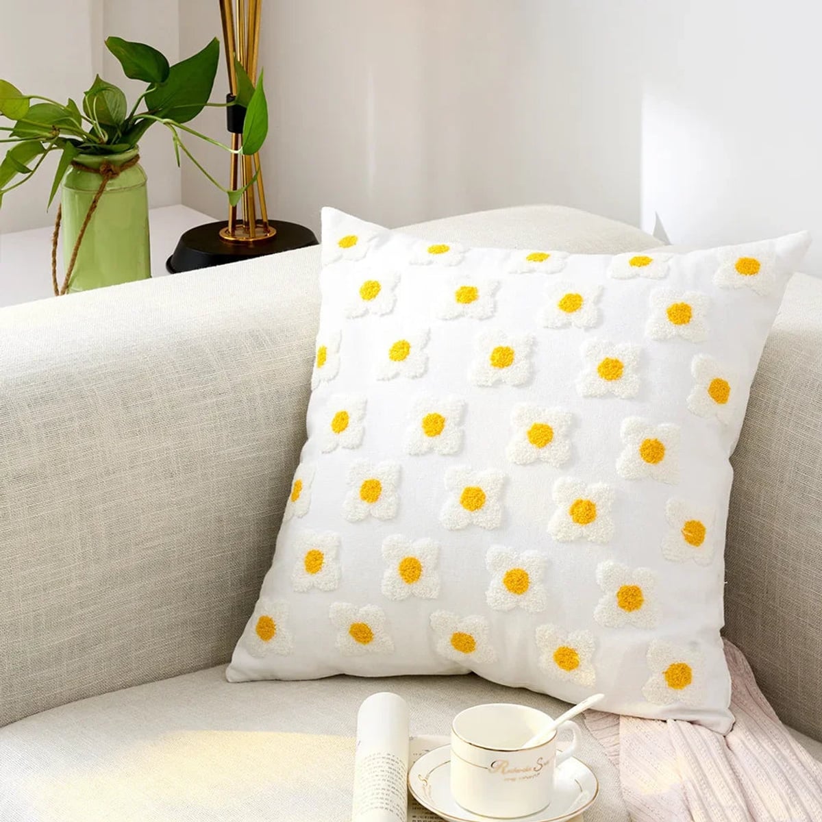 floral embroidered pillow cover in 2