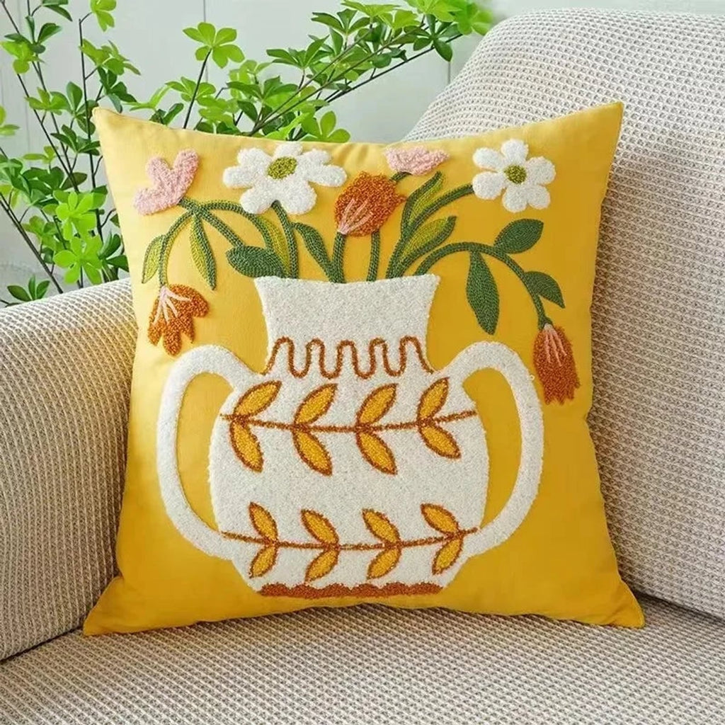 floral embroidered pillow cover in 3