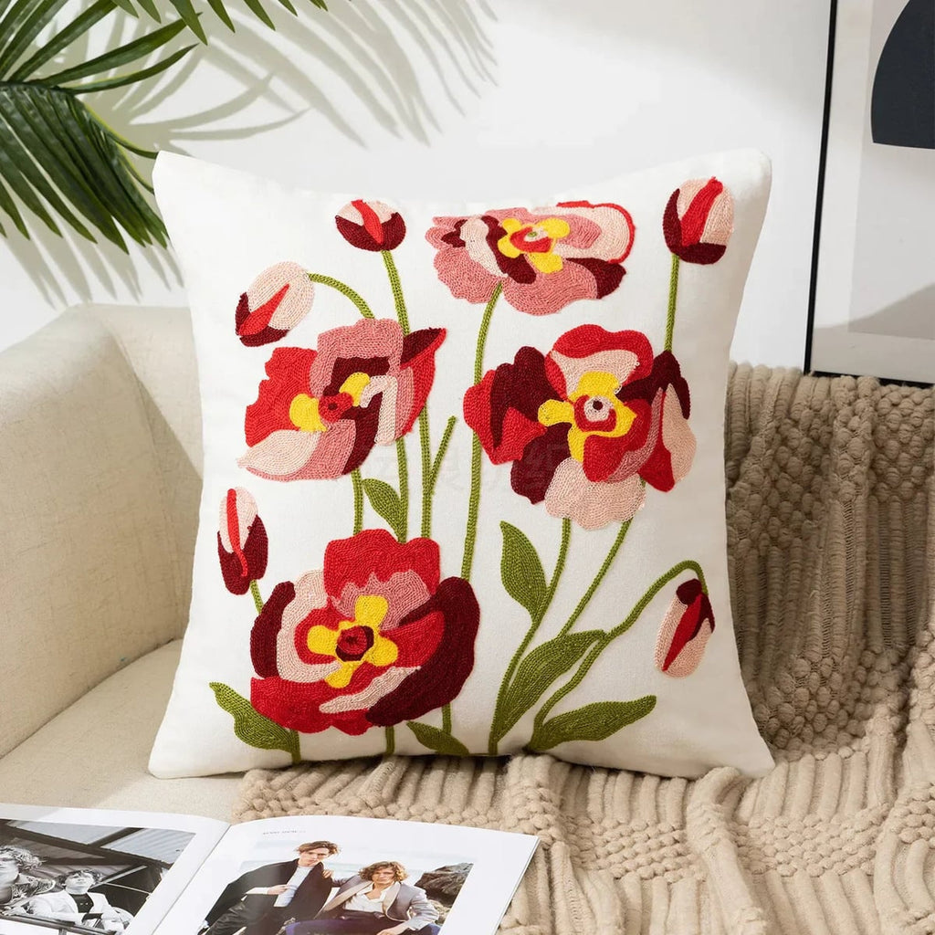 floral embroidered pillow cover in 17