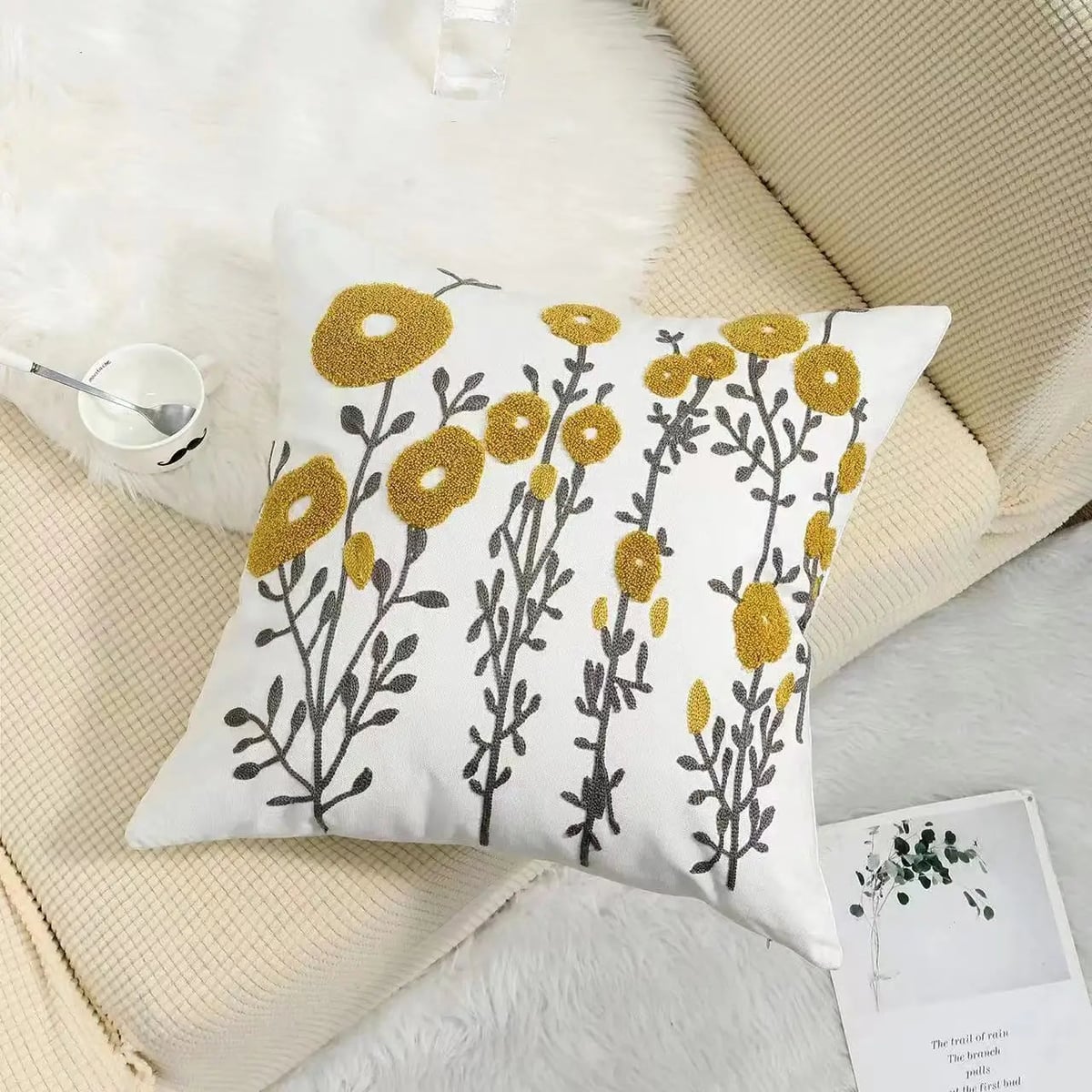 floral embroidered pillow cover in 12
