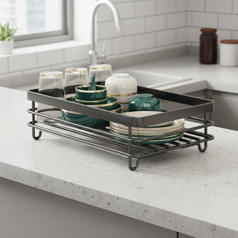 foldable dish drying rack in black