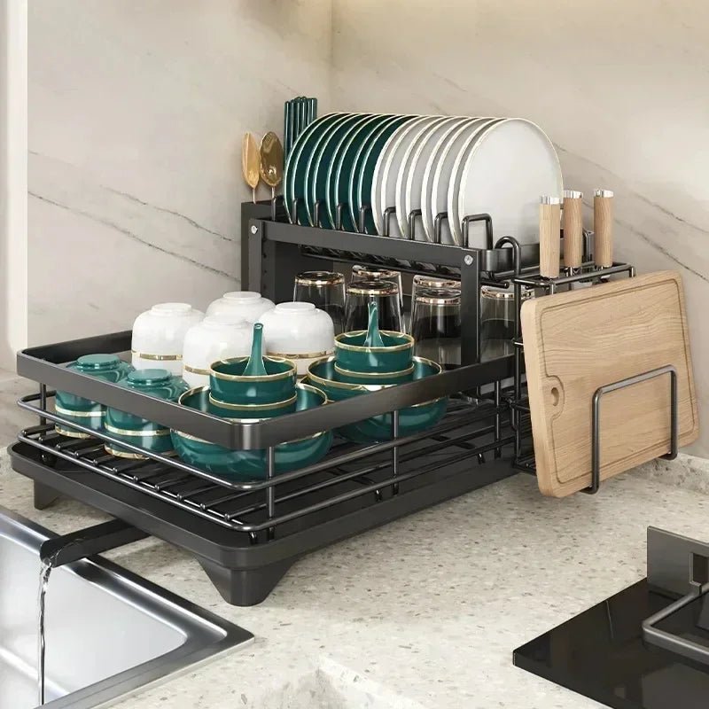 foldable dish drying rack in black set