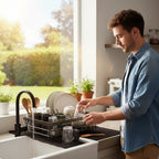 foldable dish drying rack in black