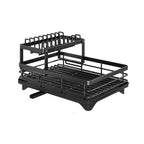 foldable dish drying rack in black double layer