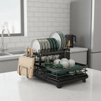 foldable dish drying rack in black set