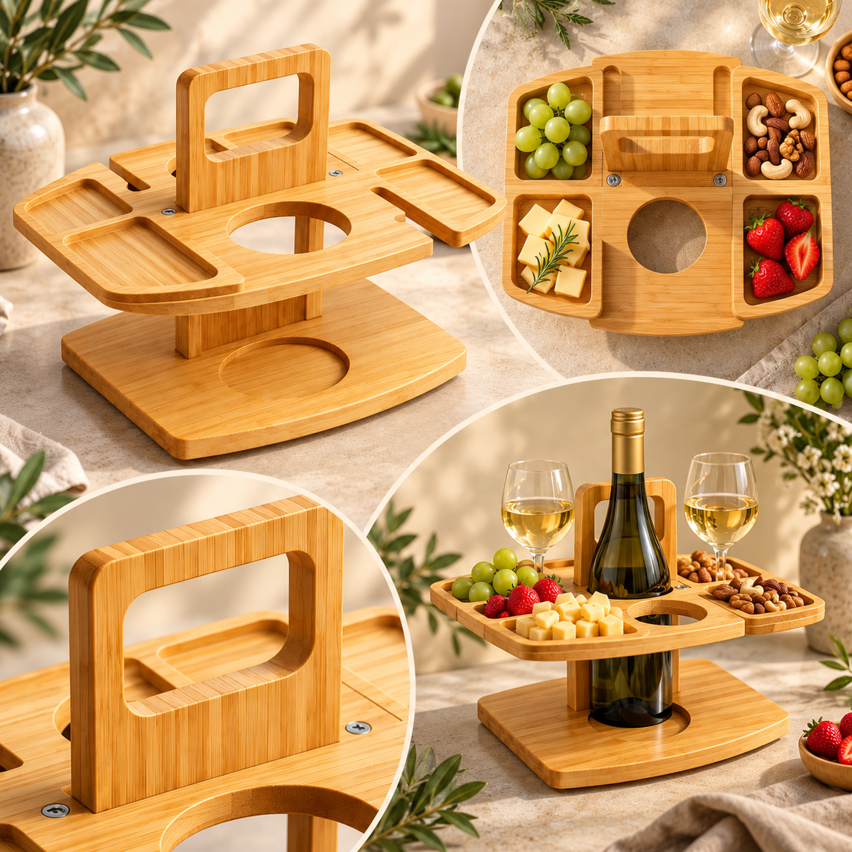 foldable wine and snack picnic table