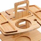 foldable wooden picnic tray with wine holder