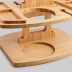foldable wooden picnic tray with wine holder