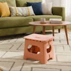 folding step stool with carry handle in pink