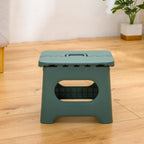folding step stool with carry handle in green