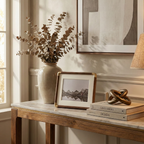 freestanding photo frame with gold corner detail