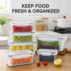 fridge storage containers with drain baskets
