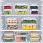 fridge storage containers with drain baskets