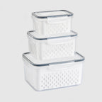 fridge storage containers with drain baskets