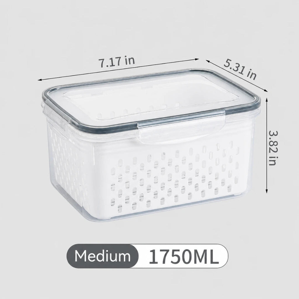 fridge storage containers with drain baskets