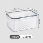 fridge storage containers with drain baskets