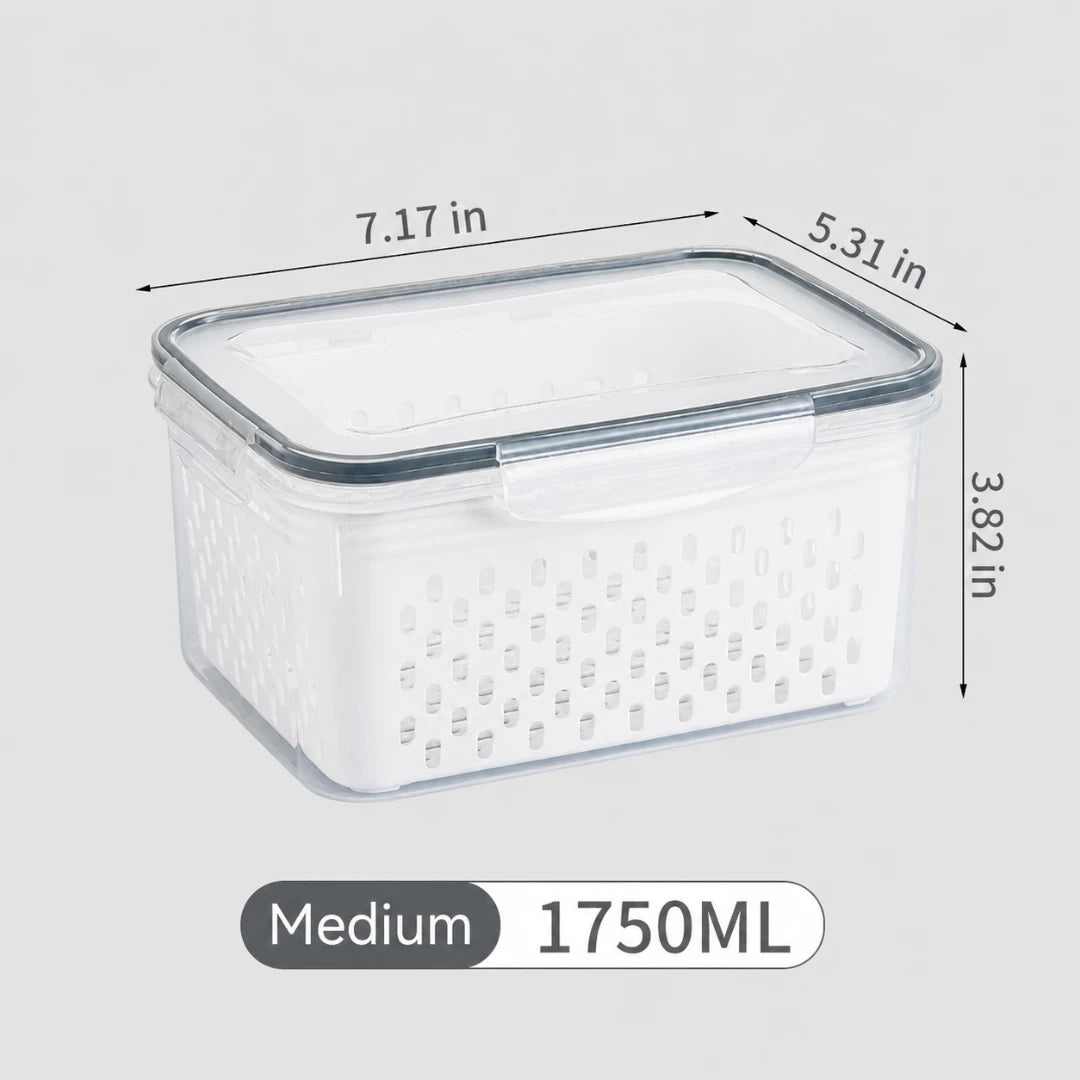 fridge storage containers with drain baskets