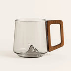 glass mug with wooden handle