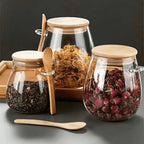 glass storage jar with spoon