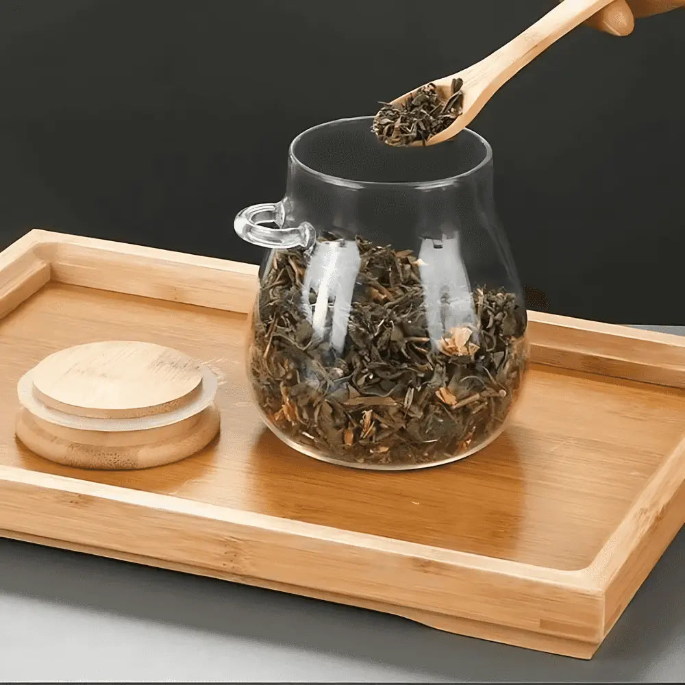 glass storage jar with spoon