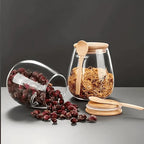 glass storage jar with spoon
