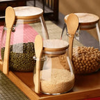 glass storage jar with spoon
