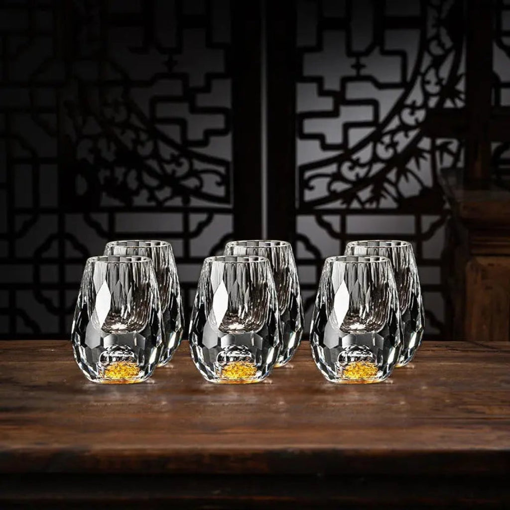 gold flake faceted whisky glasses