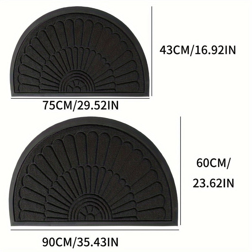 half round non-slip door mat in black