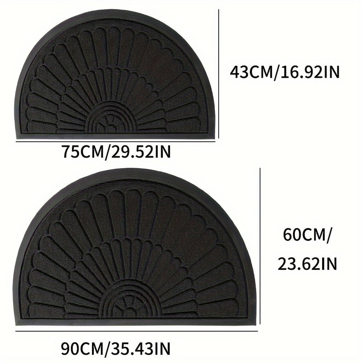 half round non-slip door mat in black