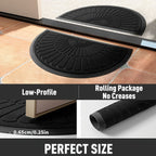 half round non-slip door mat in black
