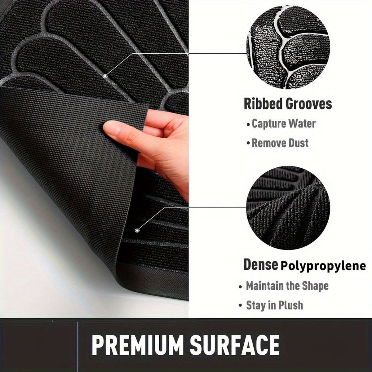half round non-slip door mat in black