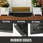 half round non-slip door mat in black