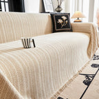 herringbone tassel sofa cover in beige