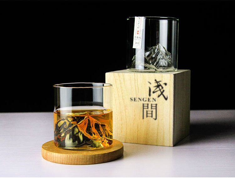 japanese mountain whisky glass with wooden gift box
