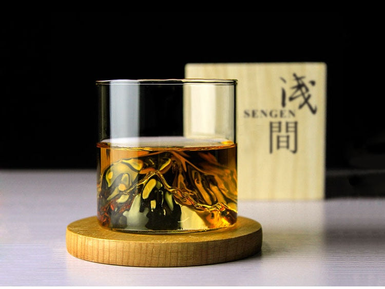 japanese mountain whisky glass with wooden gift box