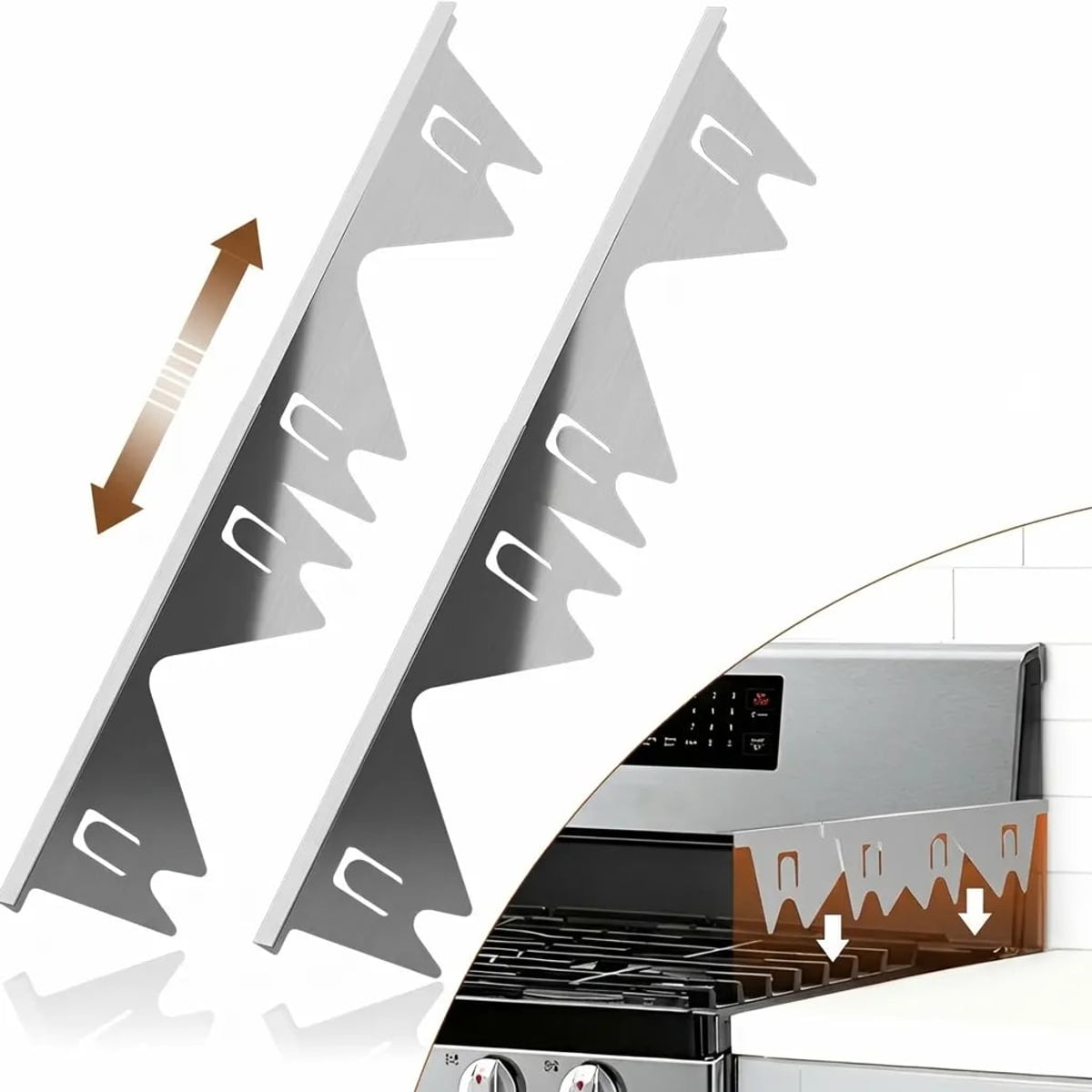 l-shaped cooker gap cover in 2pcs - silver