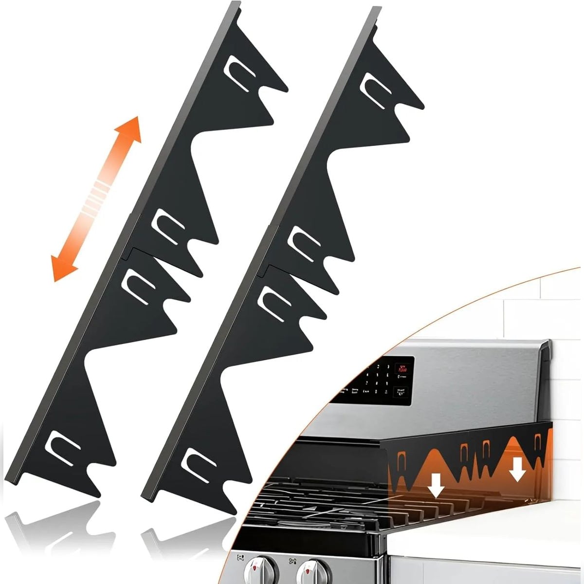 l-shaped cooker gap cover in 2 pcs - black